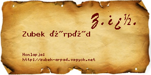 Zubek Árpád névjegykártya